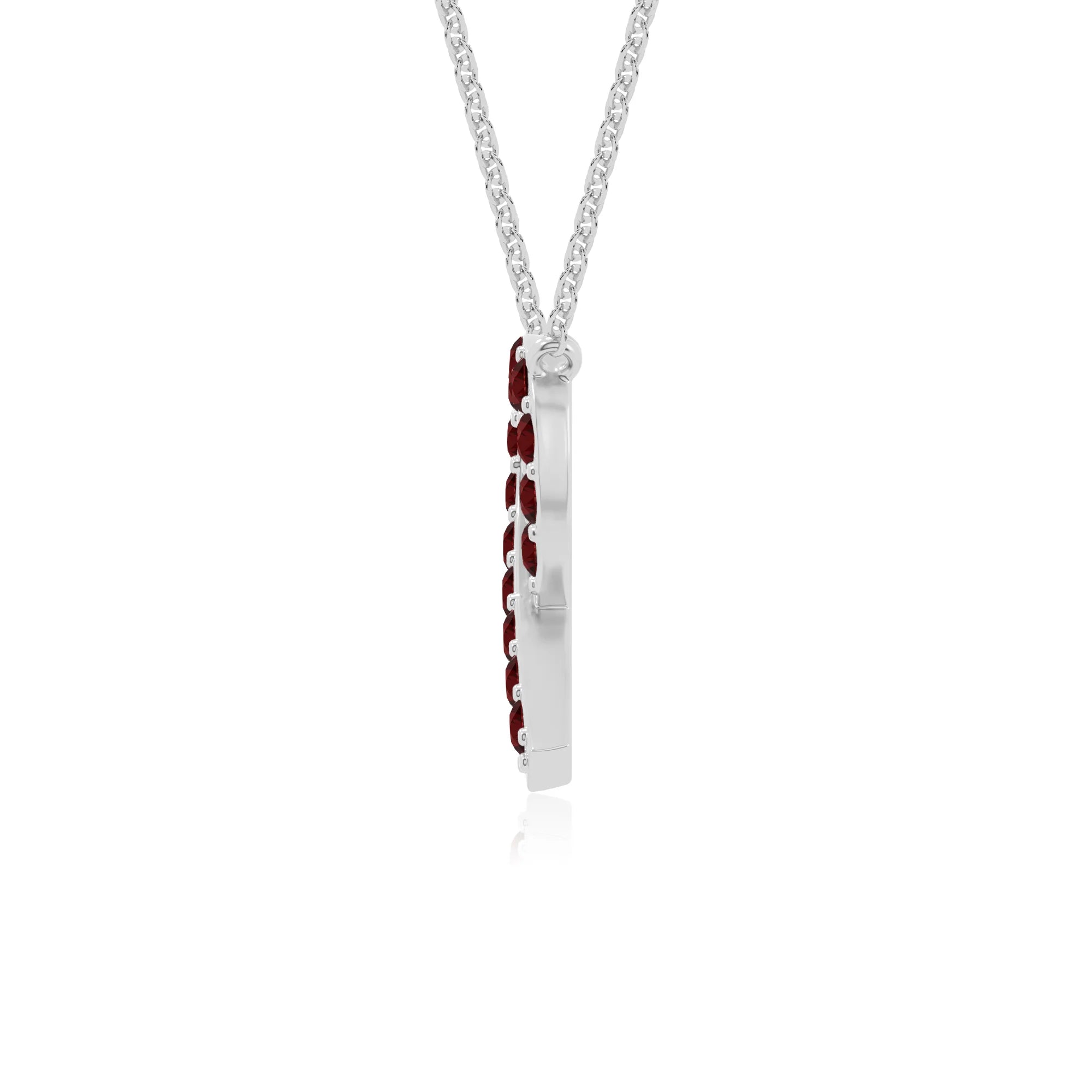 natural garnet cancer ribbon necklaces in sterling silver 