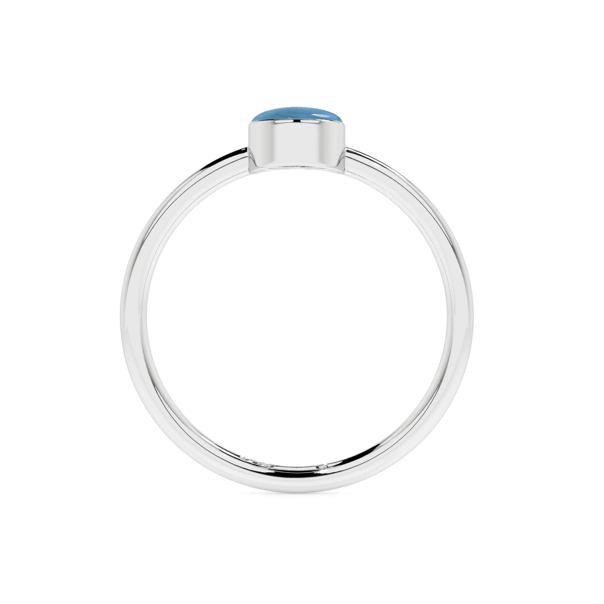 larimar oval cab stackable bezel-set ring