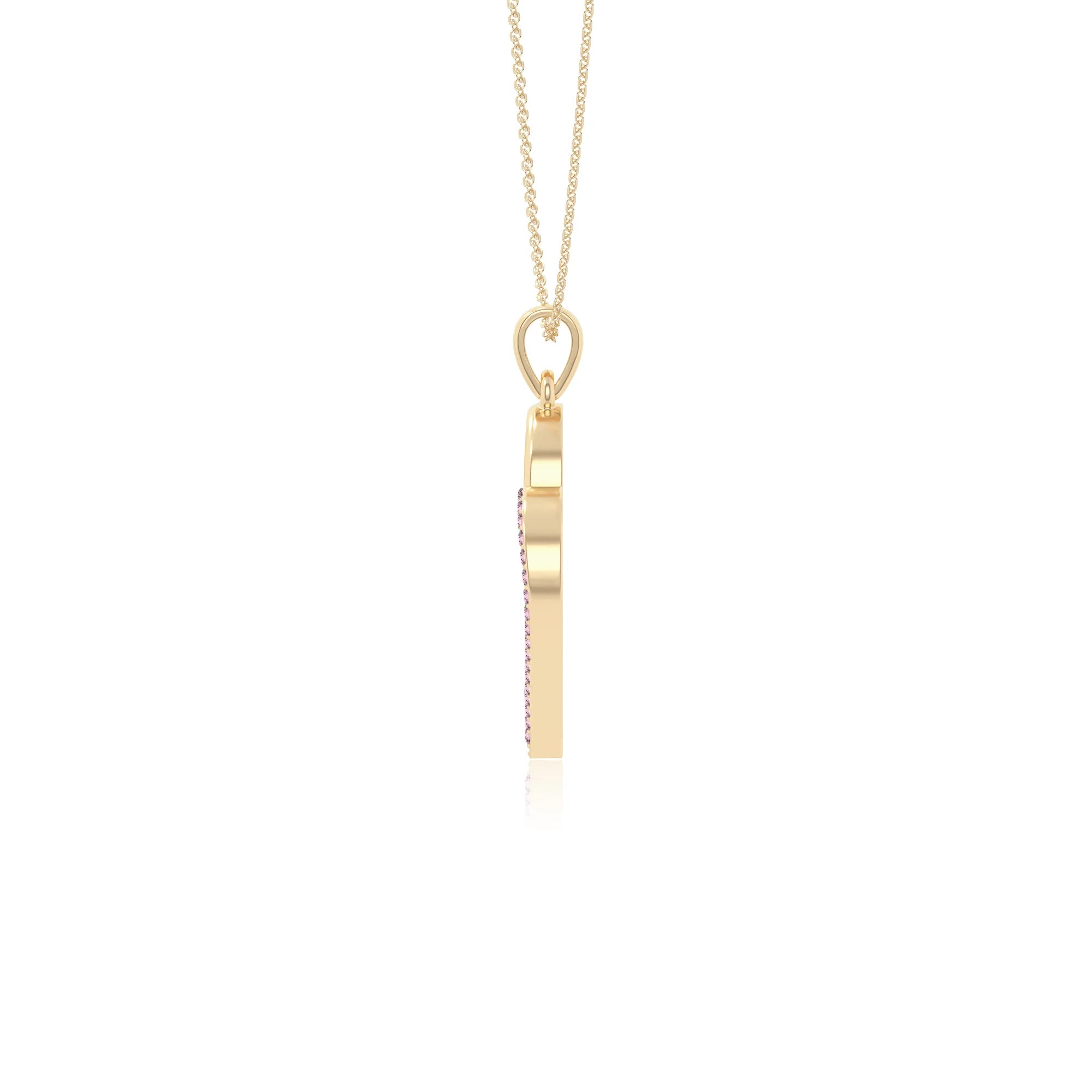 natural pink-tourmaline double heart necklaces in yellow gold vermeil 