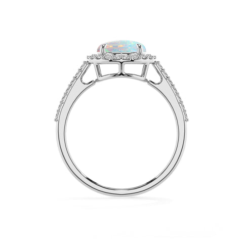 lab grown opal round half eterity halo solitaire engagement ring