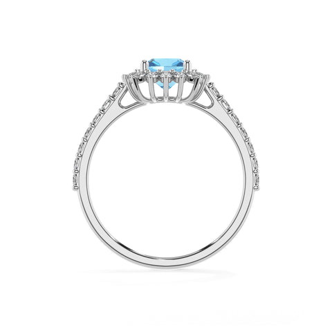 natural swiss blue topaz cushion half eterity halo solitaire engagement ring