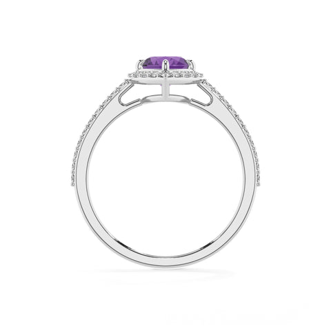 lab grown amethyst heart half eterity halo solitaire engagement ring