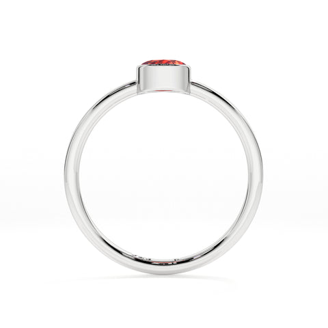 red garnet round cut stackable bezel-set ring