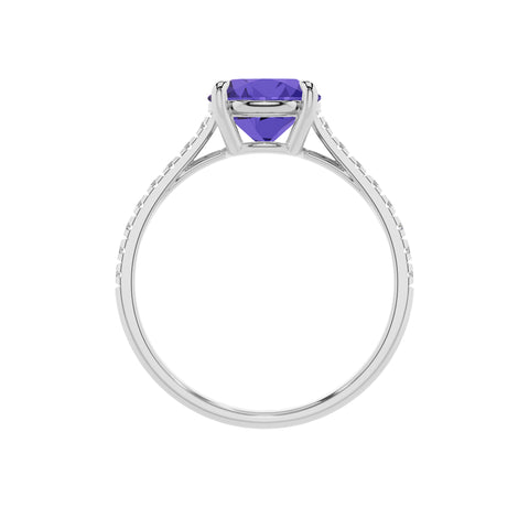 lab-grown tanzanite round half eterity solitaire engagement ring