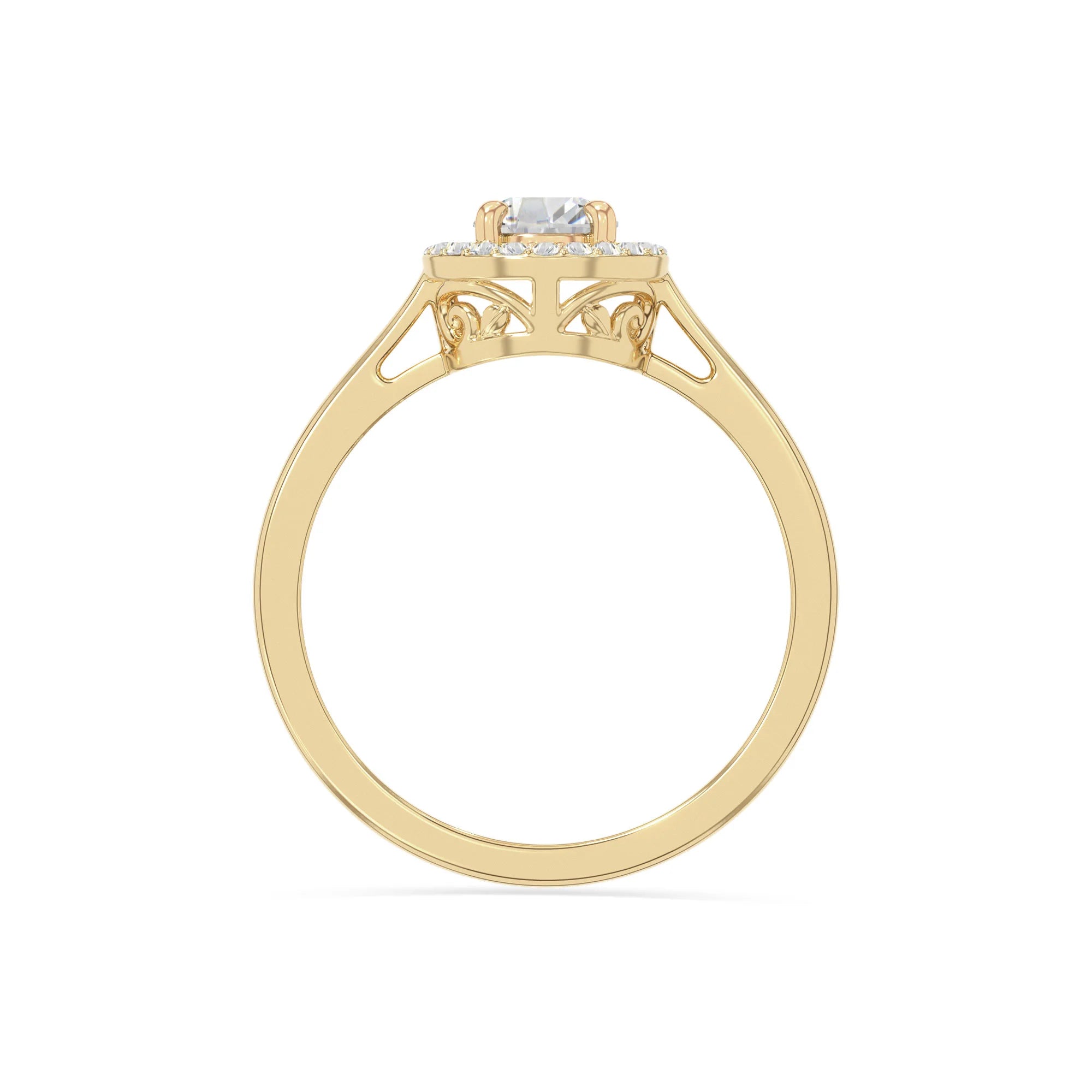 natural moissanite solitaire halo engagement rings in yellow gold vermeil