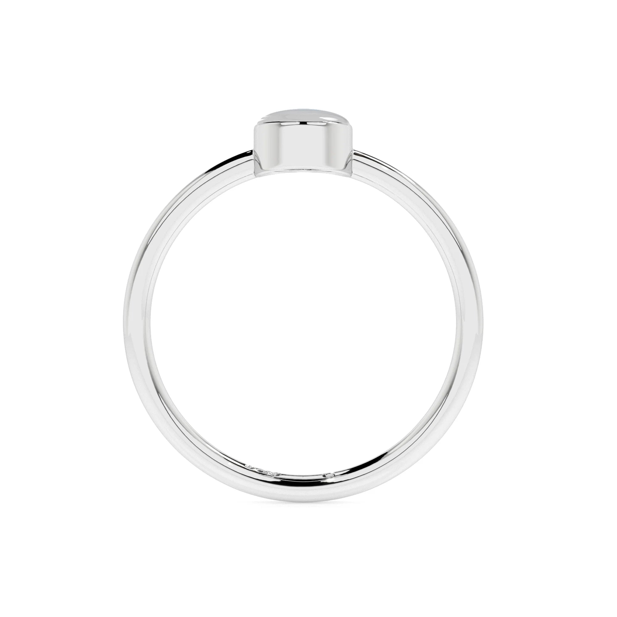 rainbow moonstone oval cab stackable bezel-set ring