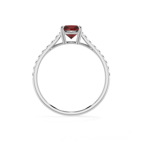 natural garnet cushion half eterity solitaire engagement ring