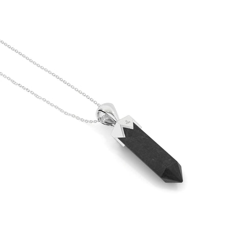 natural black-tourmaline hexagon shape pendant necklace