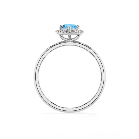 natural swiss blue topaz pear halo solitaire engagement ring