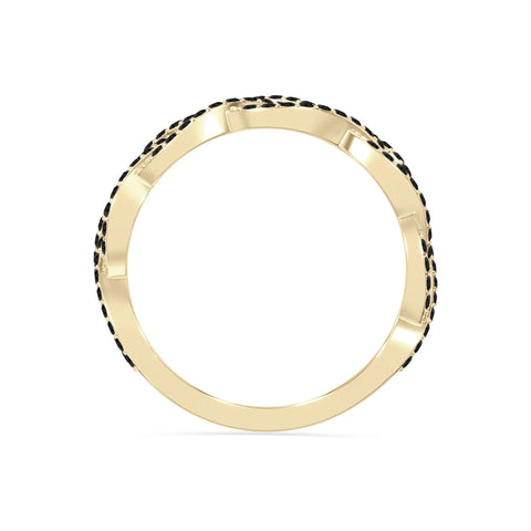 natural black onyx twisted braided wedding band rings in yellow gold vermeil