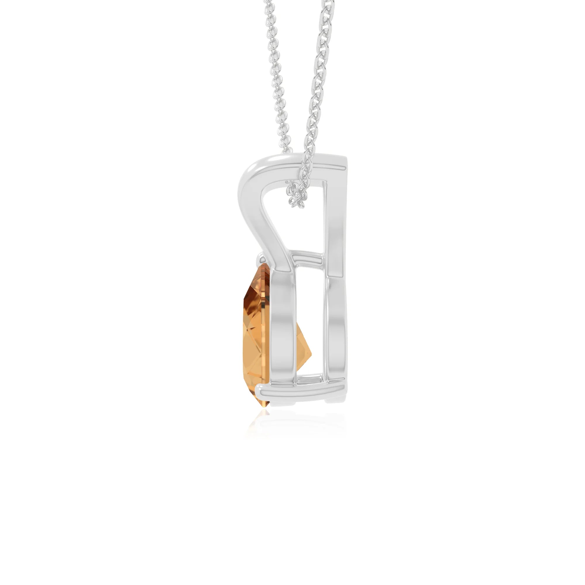 natural citrine v-bale solitaire necklaces in sterling silver 