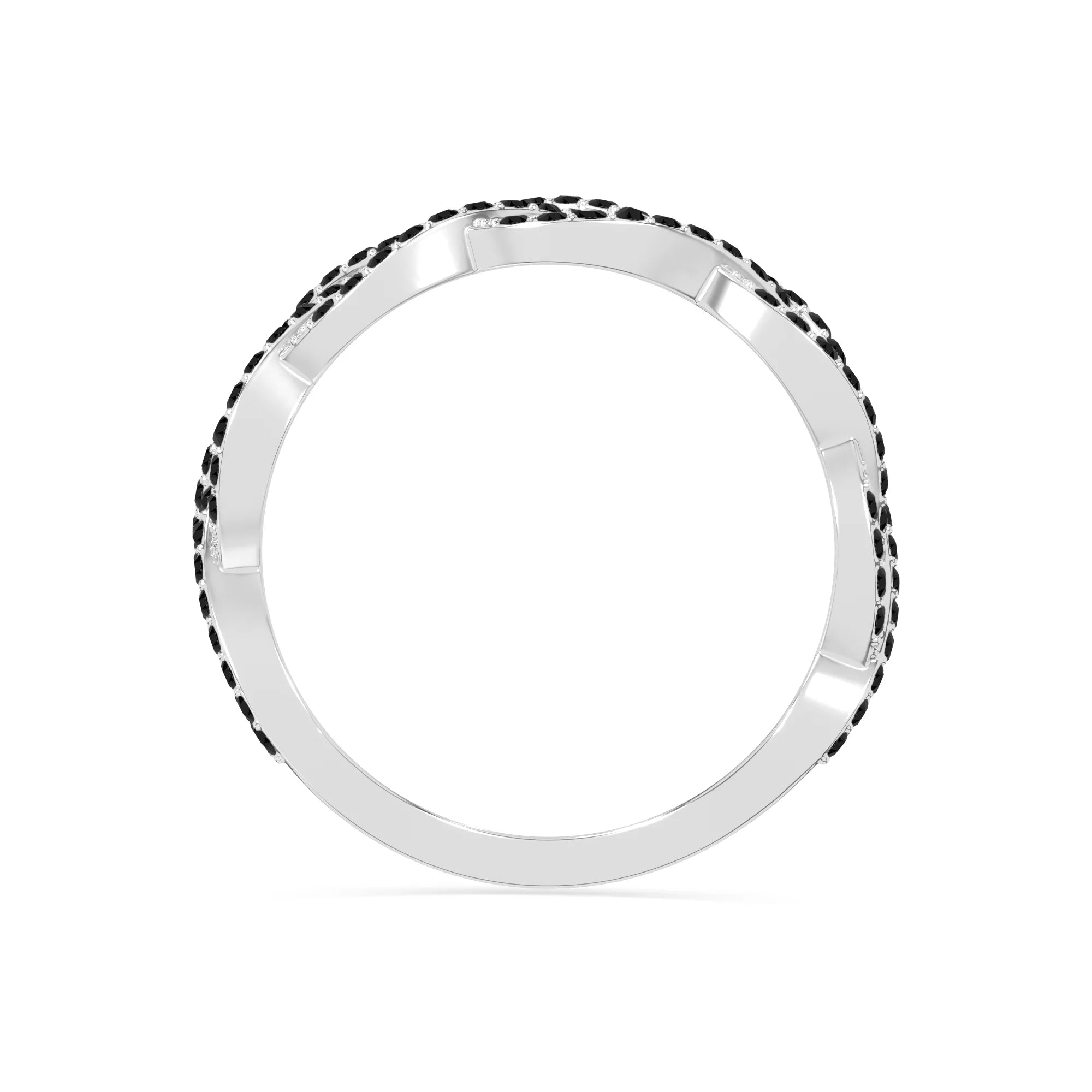 natural black onyx twisted braided wedding band rings in sterling silver 