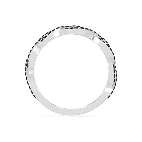 natural black onyx twisted braided wedding band rings in sterling silver 