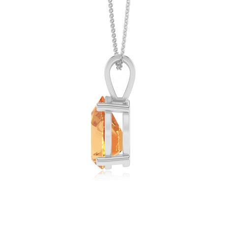 lab grown citrine pear shape solitaire v-bale pendant necklace