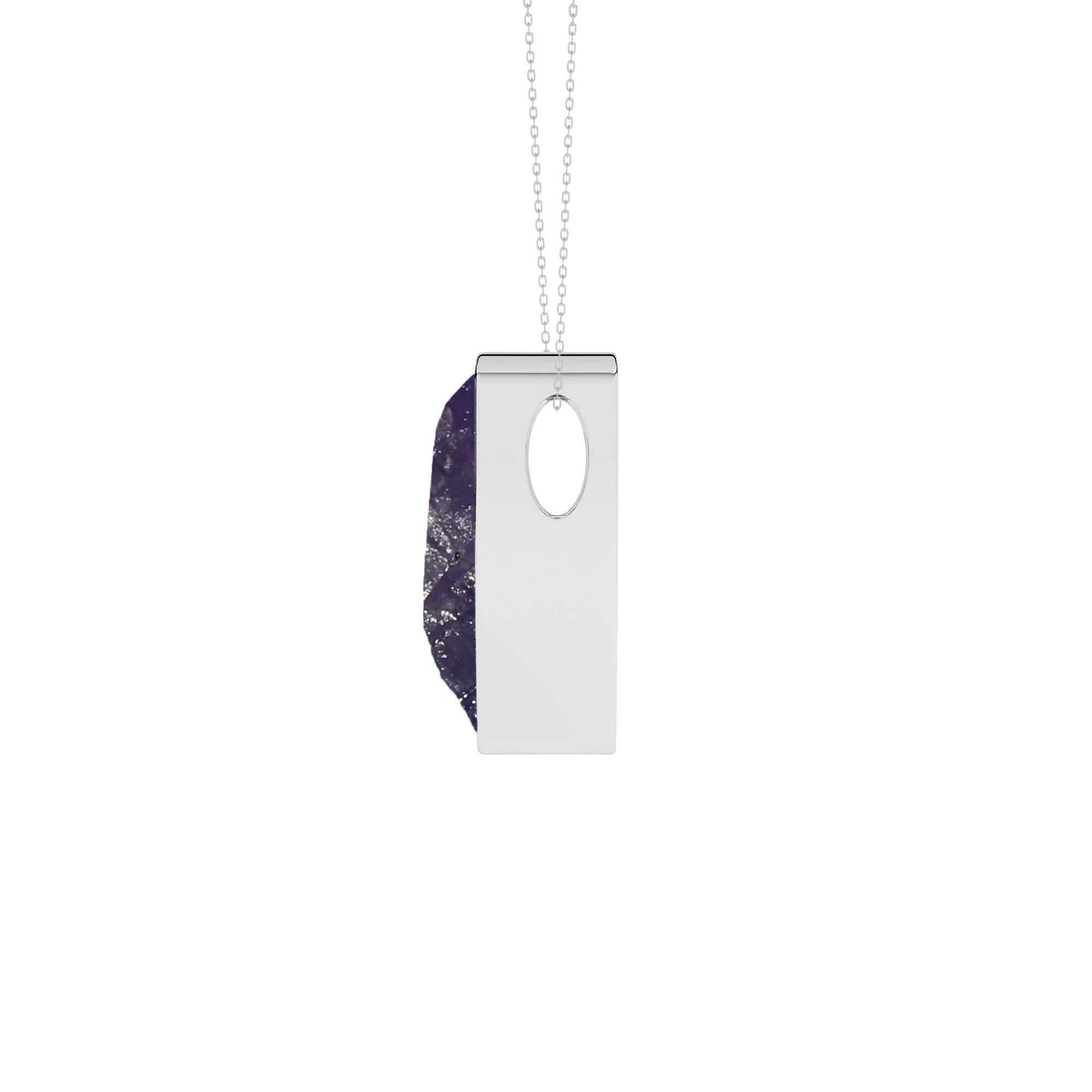 natural purple-moonstone bullet shape pendant necklace
