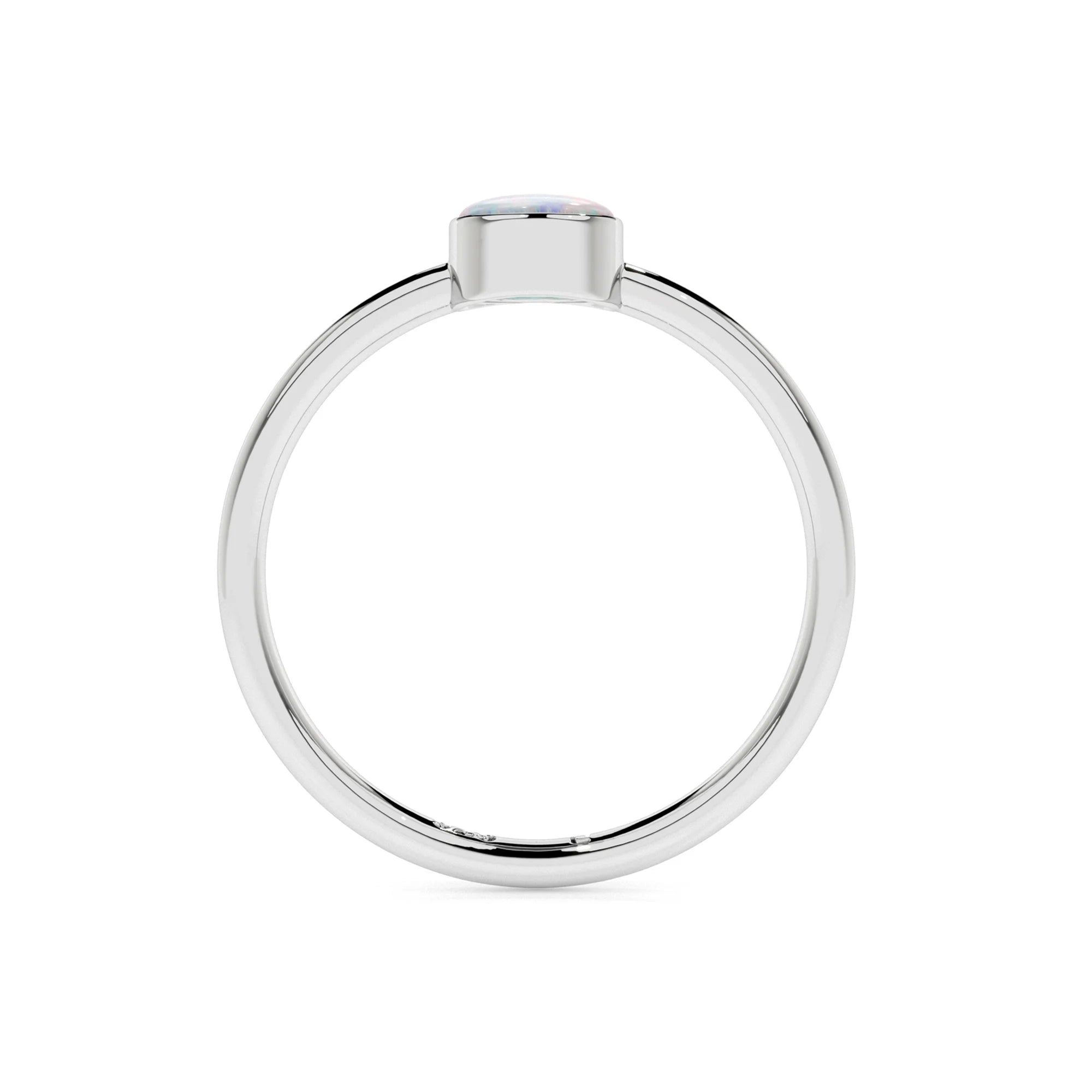 ethiopian opal round cab stackable bezel-set ring