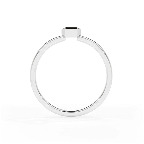 smoky quartz coffin shape stackable bezel-set ring