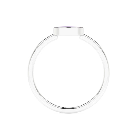 amethyst moon shape stackable bezel-set ring