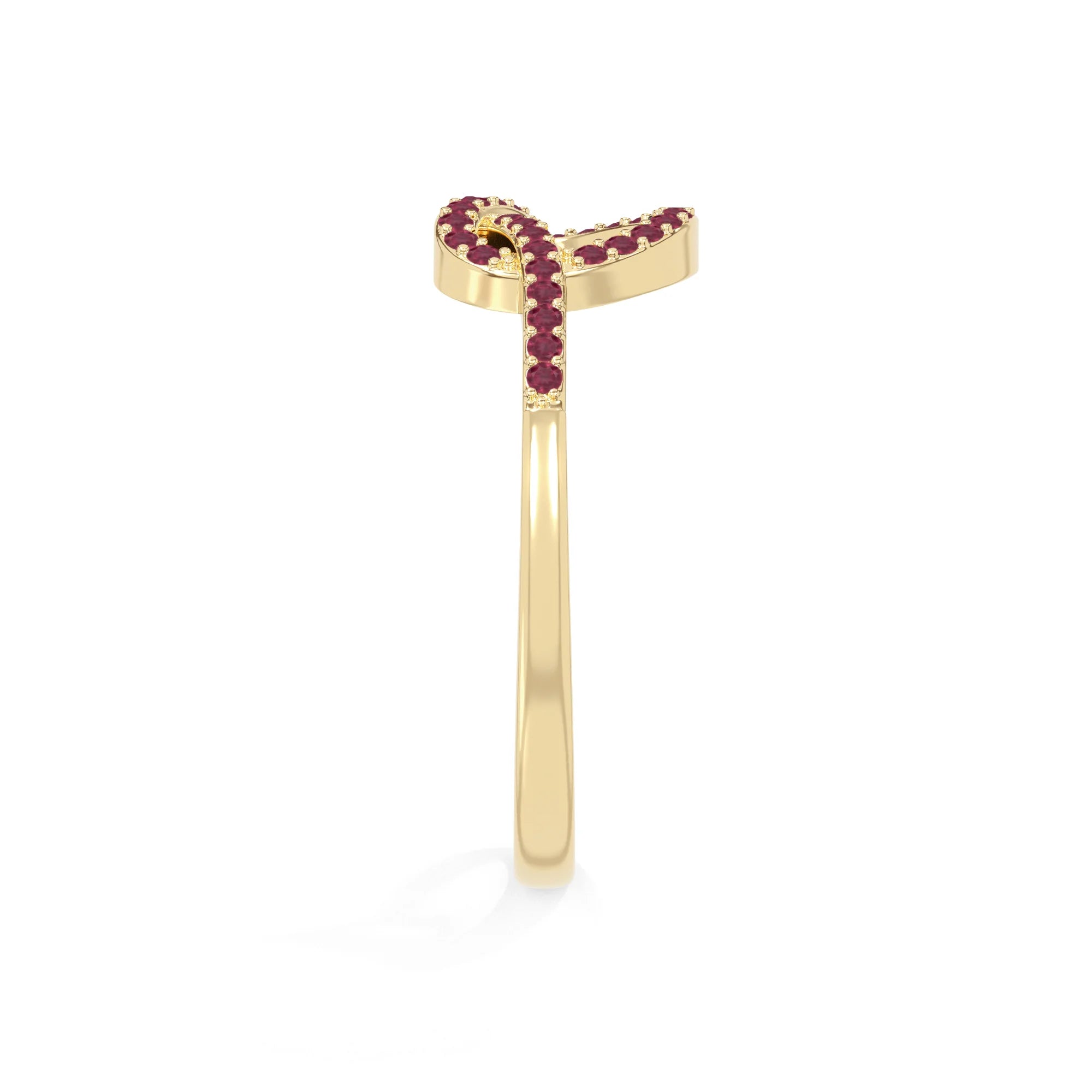 natural ruby infinity knot promise rings in yellow gold vermeil