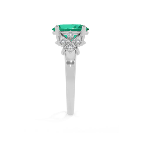 lab-grown emerald oval criss cross solitaire engagement ring