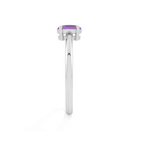 amethyst oval cab stackable prong-set ring