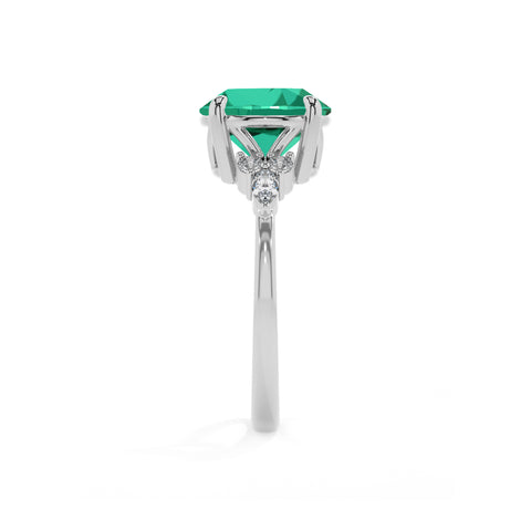 lab-grown emerald round solitaire engagement ring