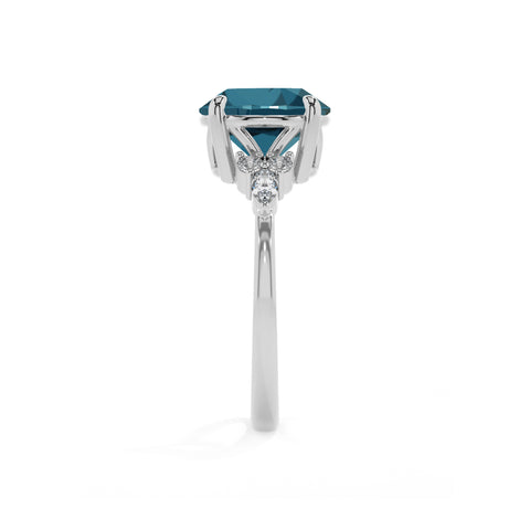 natural london blue topaz round solitaire engagement ring