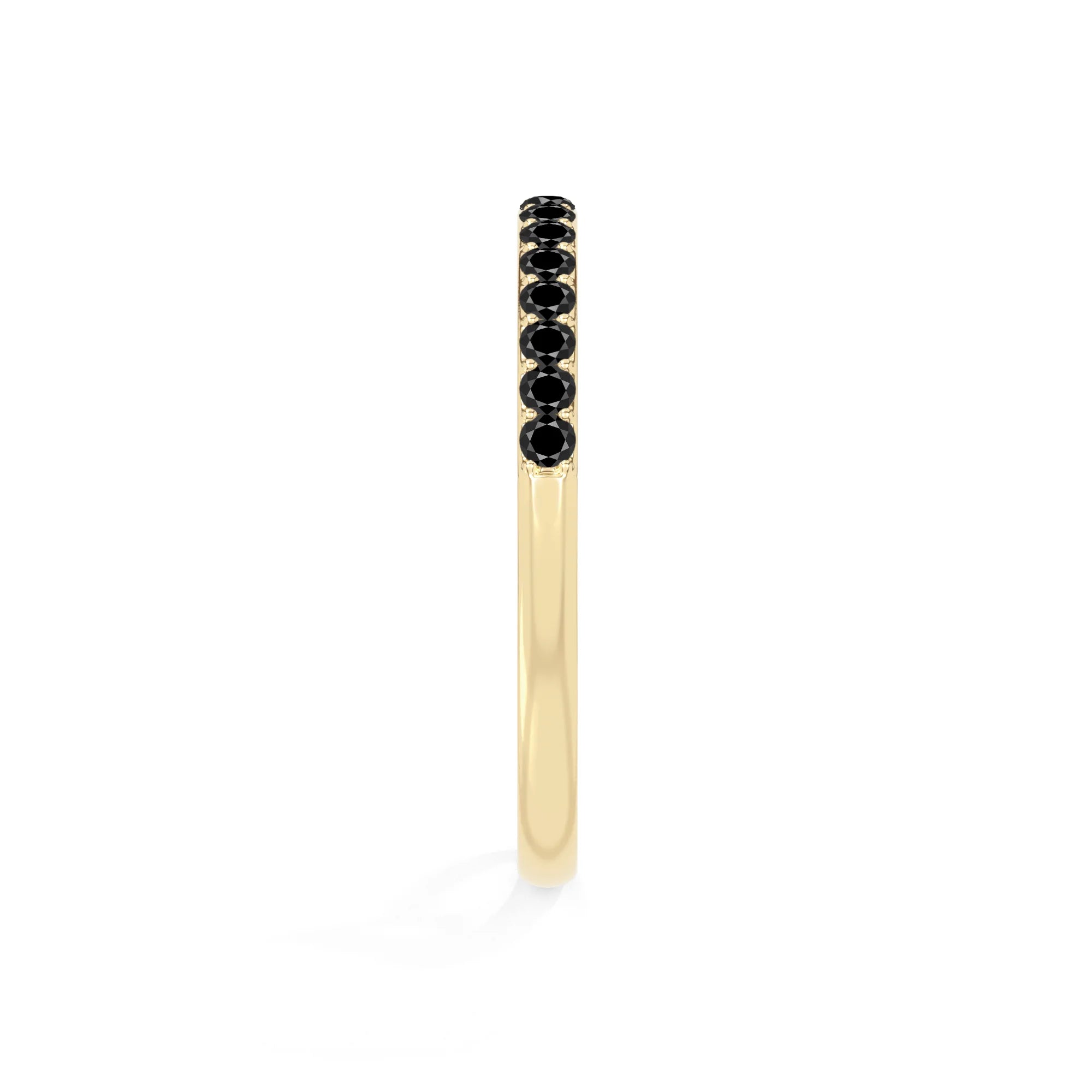 natural black onyx half eternity band rings in yellow gold vermeil