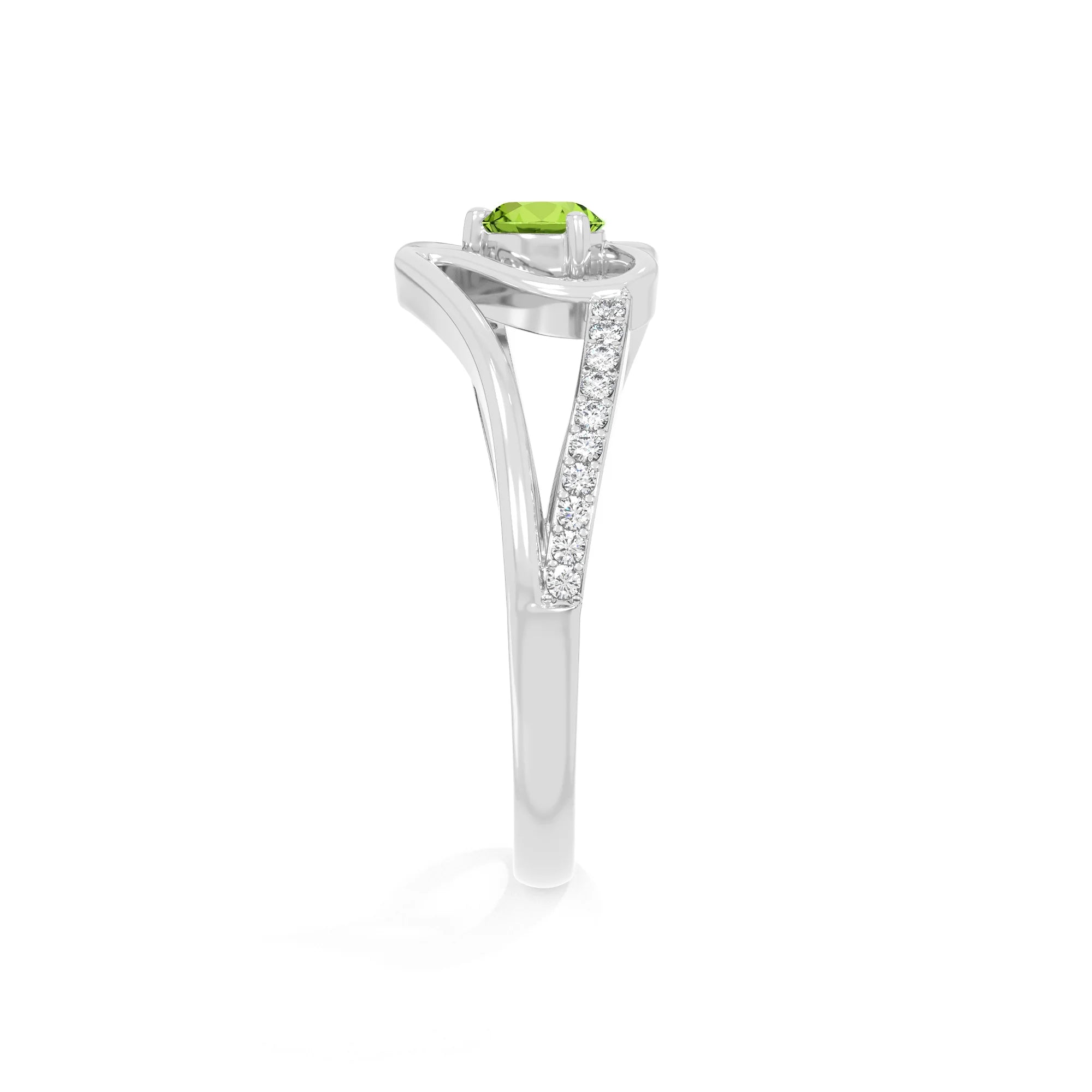 natural peridot heart promise rings in sterling silver 