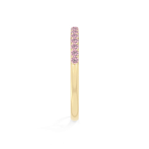 natural pink tourmaline half eternity band rings in yellow gold vermeil