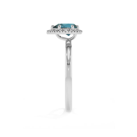 natural london blue topaz pear halo solitaire engagement ring