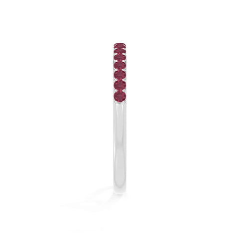 natural ruby half eternity band rings in sterling silver 