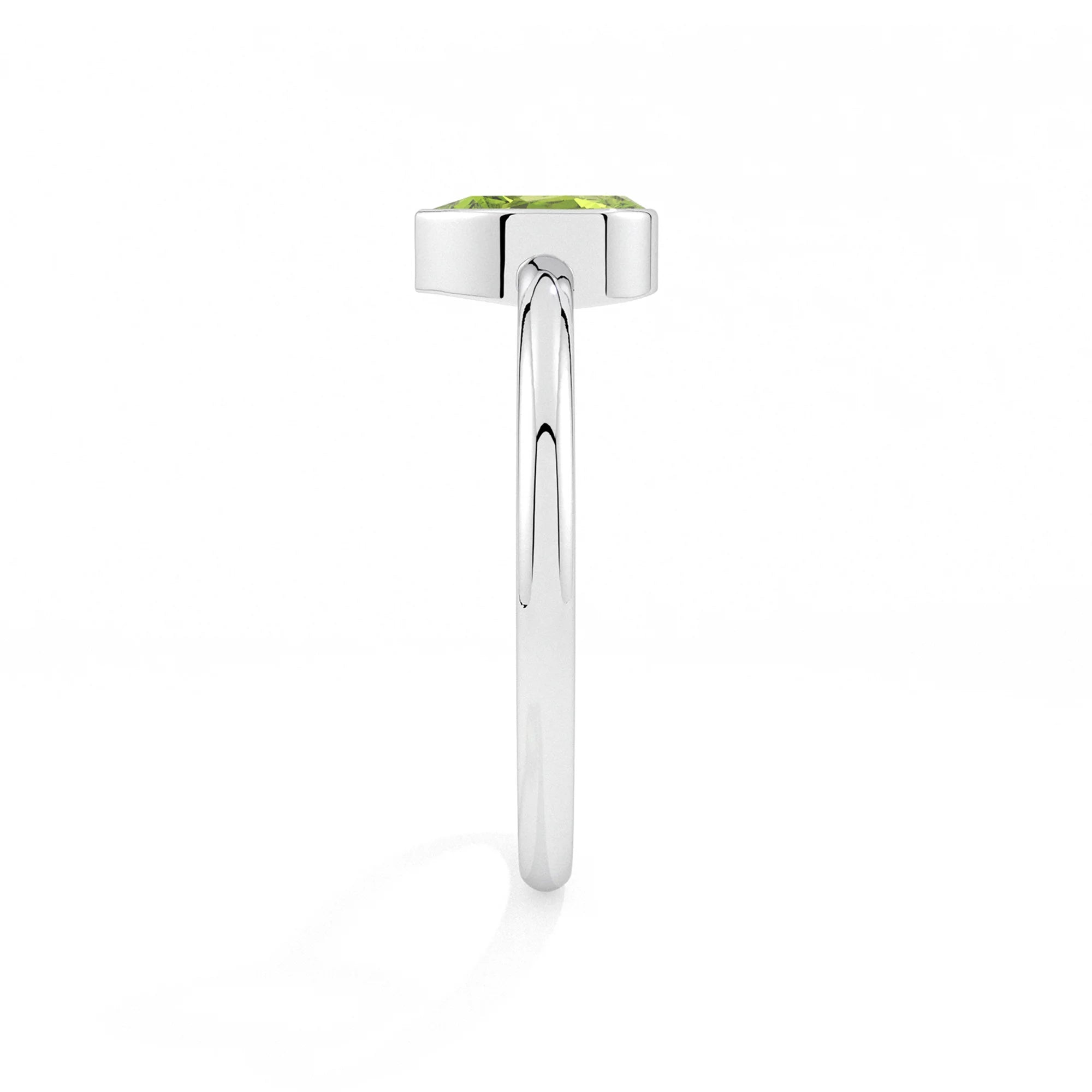 peridot pear cut stackable bezel-set ring