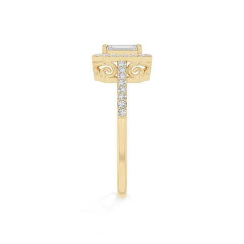 natural moissanite solitaire halo engagement rings in yellow gold vermeil