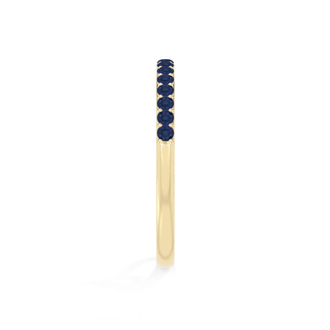 natural blue sapphire half eternity band rings in yellow gold vermeil