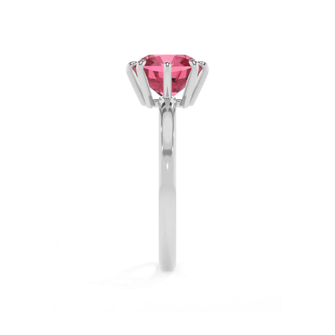 lab-grown pink-tourmaline cushion solitaire engagement ring