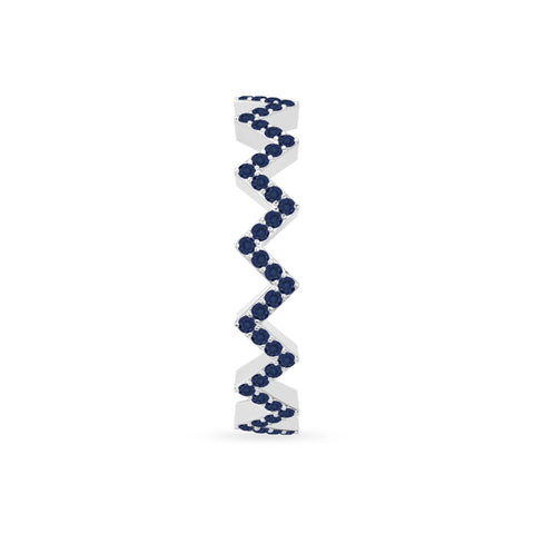 natural blue sapphire zig-zag wedding band rings in sterling silver 
