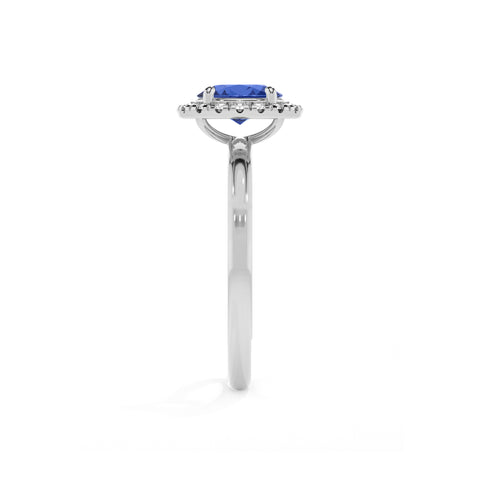 lab-grown blue-sapphire oval halo solitaire engagement ring