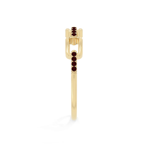 natural garnet interlocking wedding band rings in yellow gold vermeil