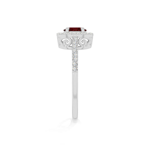 natural garnet solitaire halo engagement rings in sterling silver 