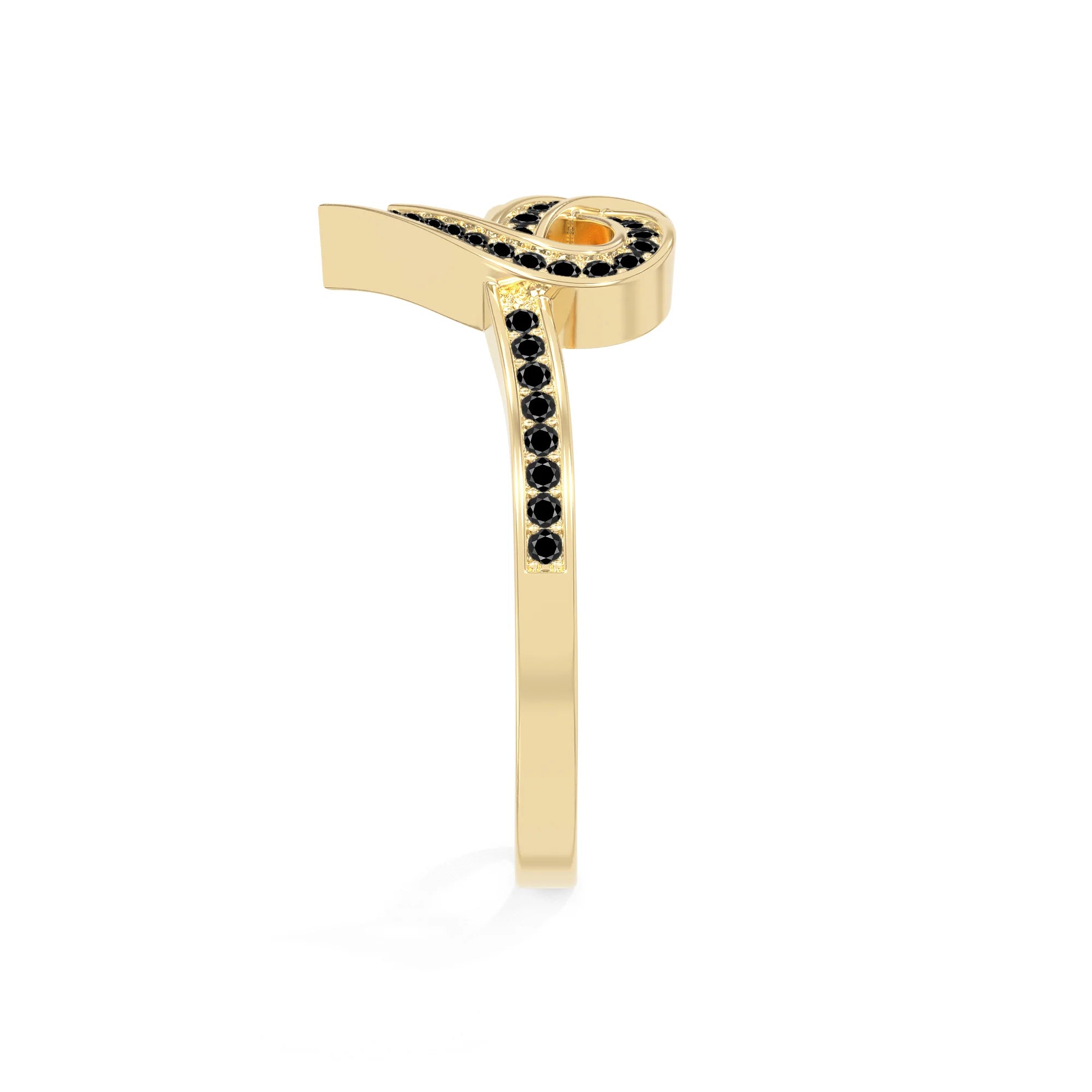 natural black onyx infinity knot heart promise rings in yellow gold vermeil