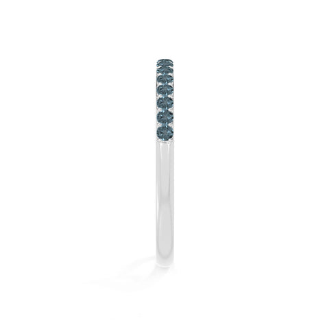 natural london blue topaz half eternity band rings in sterling silver 
