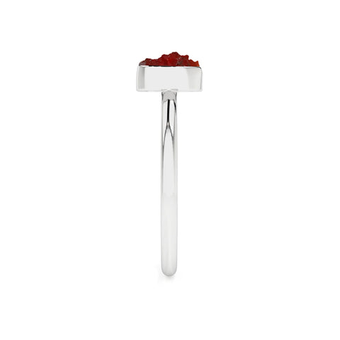 red-garnet rough shape stackable bezel-set ring
