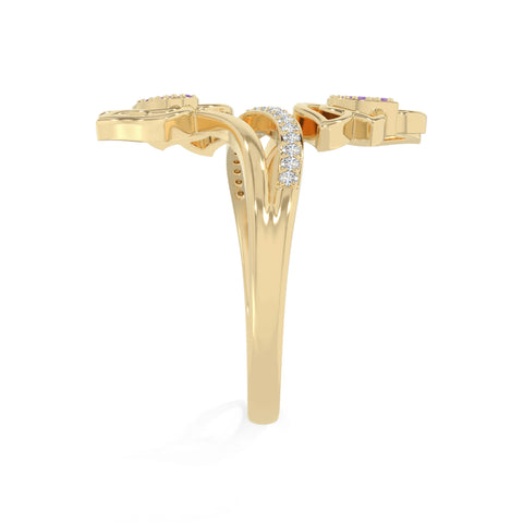 natural amethyst lotus blossom rings in yellow gold vermeil