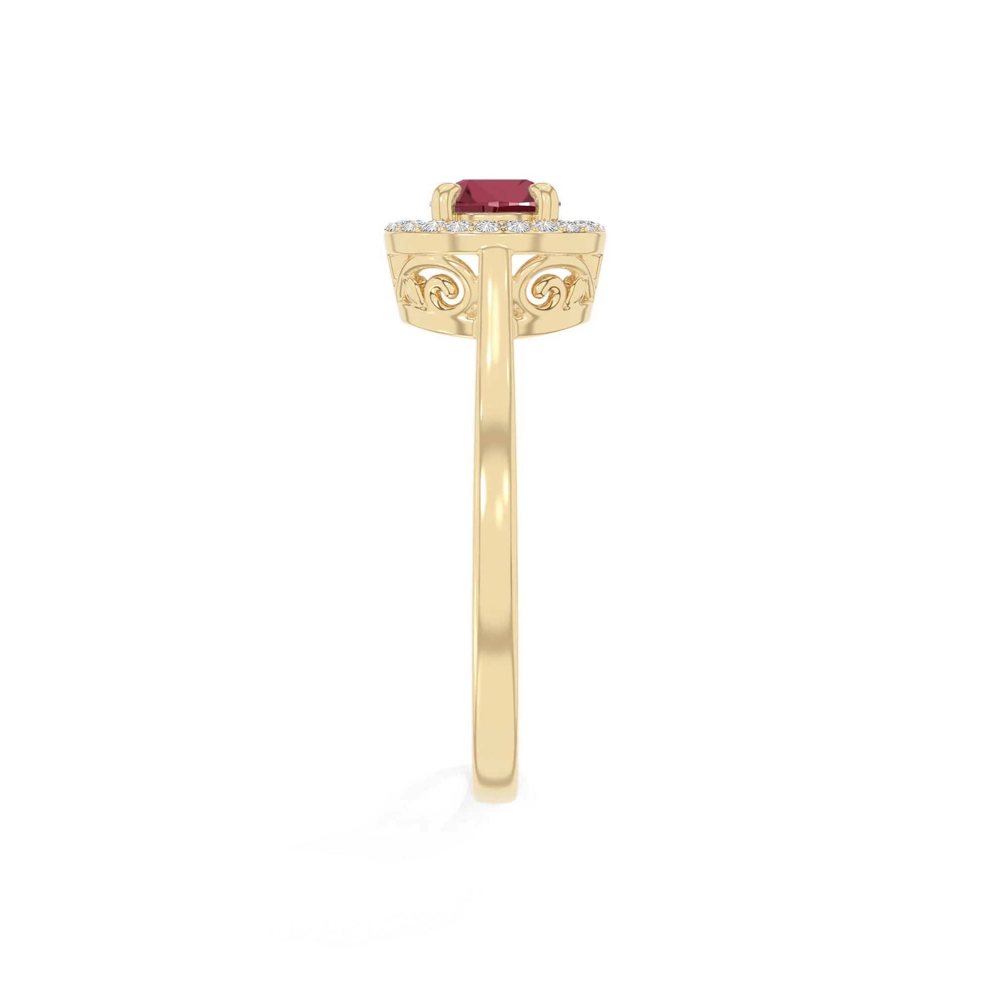 natural ruby solitaire halo engagement rings in yellow gold vermeil