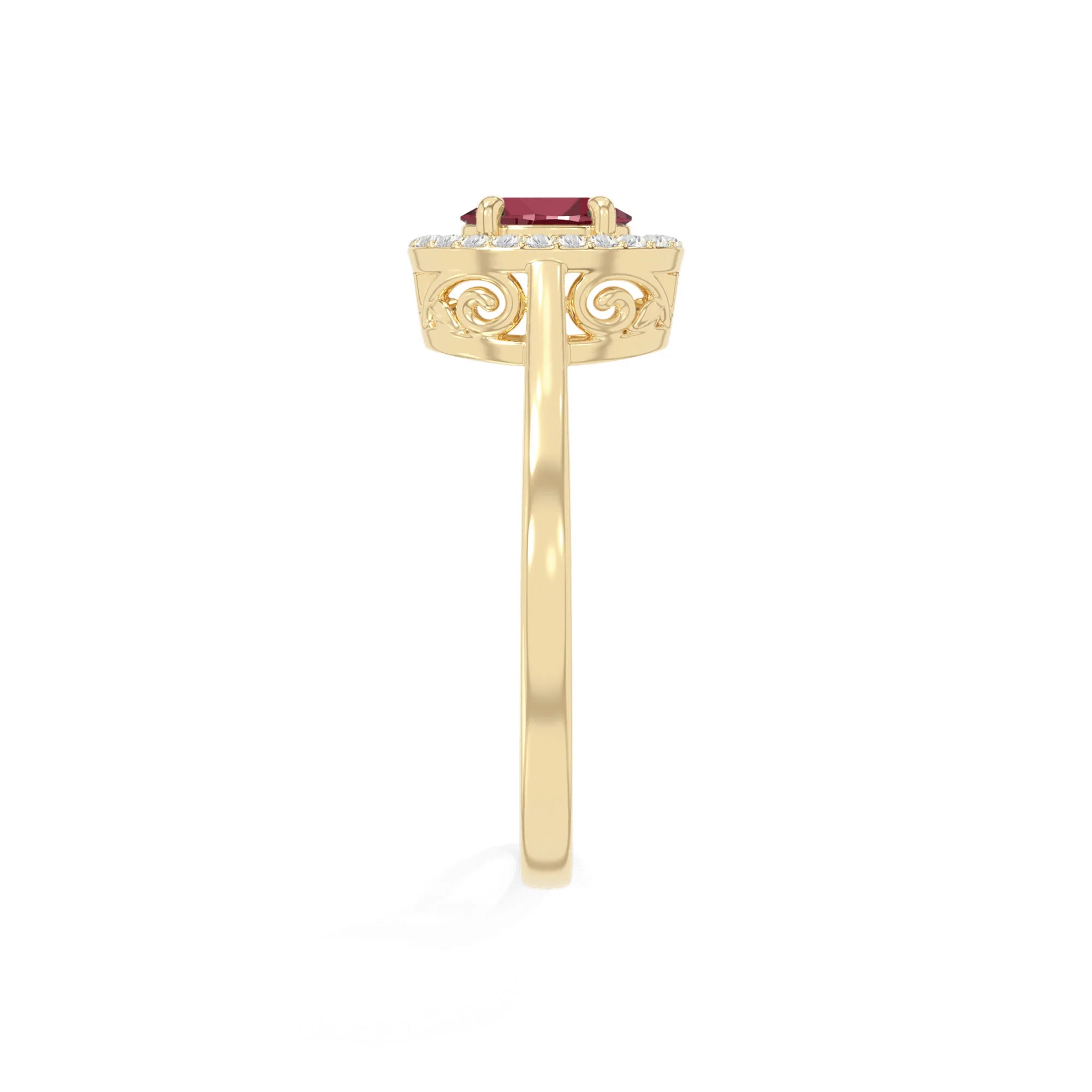 natural ruby solitaire halo engagement rings in yellow gold vermeil