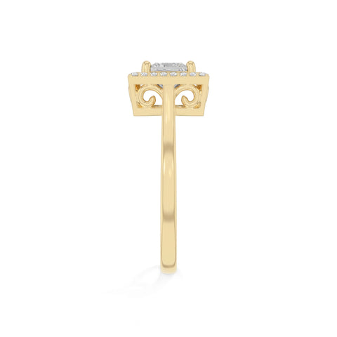 natural moissanite solitaire halo engagement rings in yellow gold vermeil