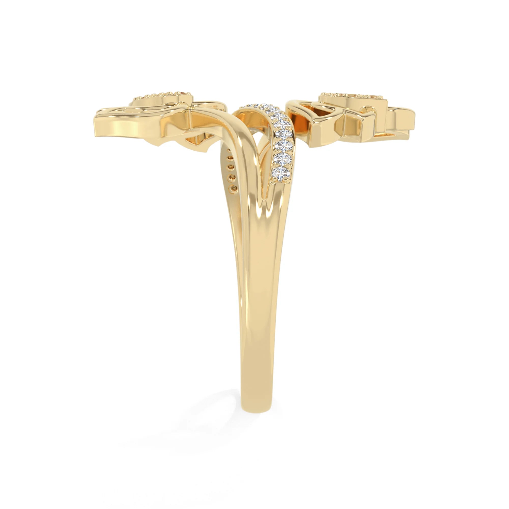 natural citrine lotus blossom rings in yellow gold vermeil