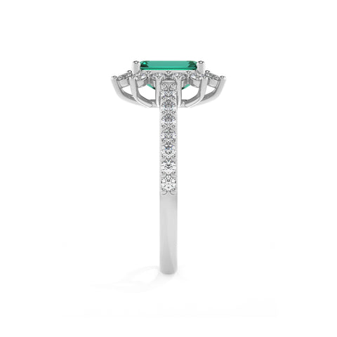 lab-grown emerald emerald half eterity halo solitaire engagement ring