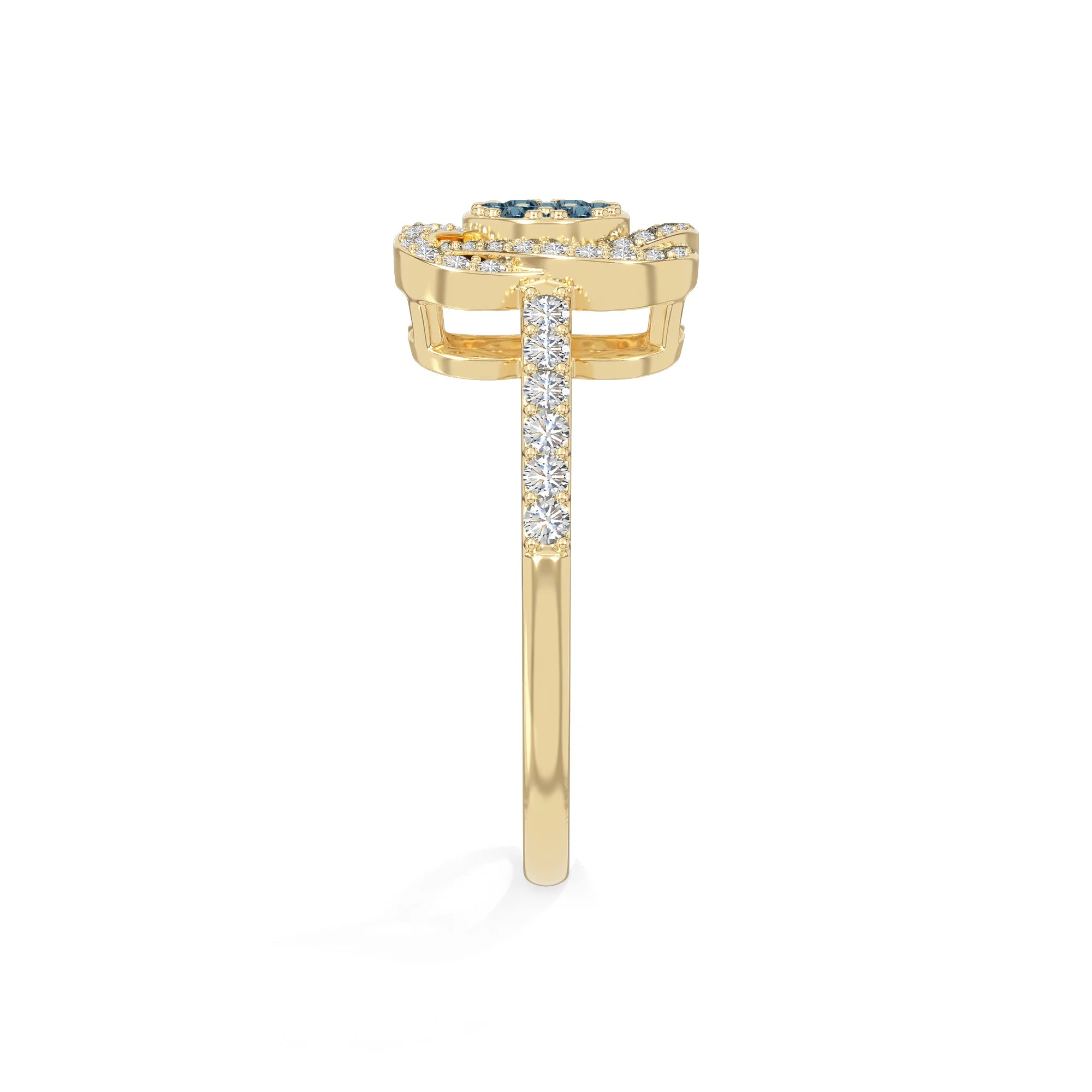 natural london blue topaz infinity promise rings in yellow gold vermeil